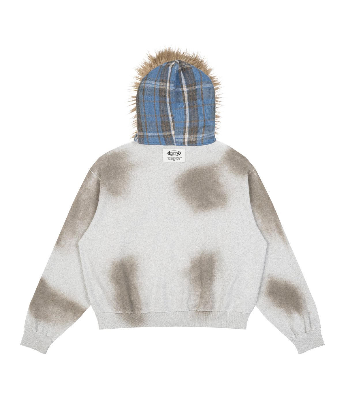 FUR METAL LOGO ZIP HOODIE / GREY