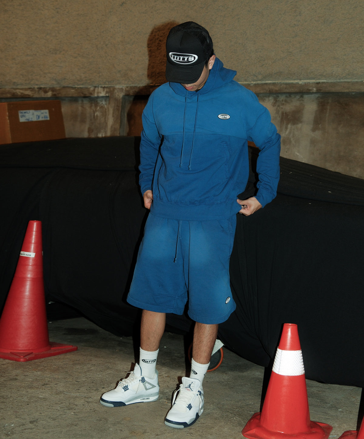 BASIC WAXED HOODIE [ blue ]