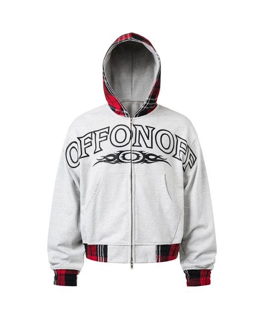 OFFONOFF TRIBAL LOGO FULLZIP HOODIE / GREY