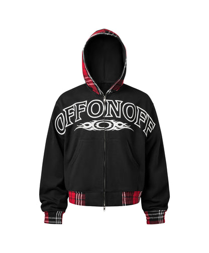 OFFONOFF TRIBAL LOGO FULLZIP HOODIE / BLACK