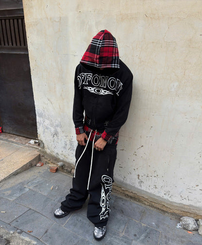 OFFONOFF TRIBAL LOGO FULLZIP HOODIE / BLACK