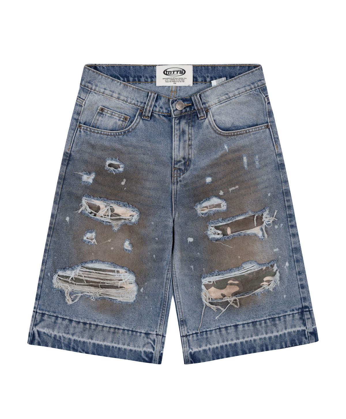 RP CAMO LAYER DENIM JORTS