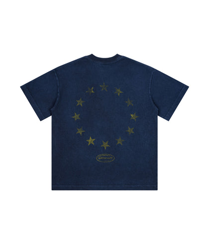 EUROPE WAXTED TEE / BLUE WAXED