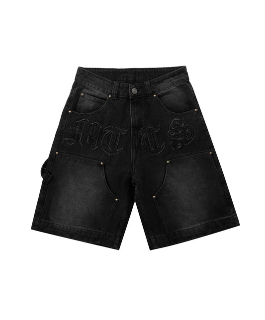 PATCH DENIM SHORT / BLACK