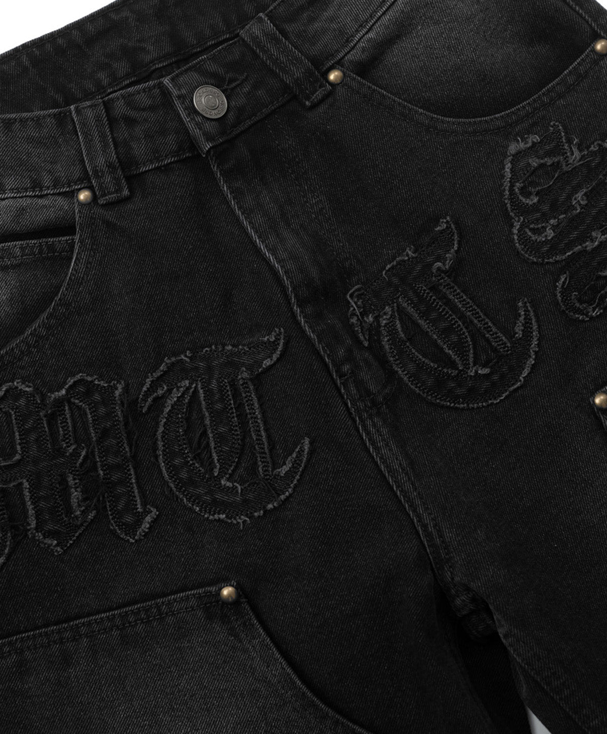 PATCH DENIM SHORT / BLACK