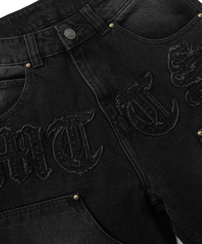 PATCH DENIM SHORT / BLACK