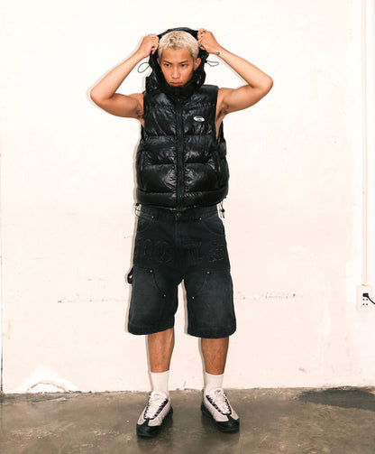 PATCH DENIM SHORT / BLACK