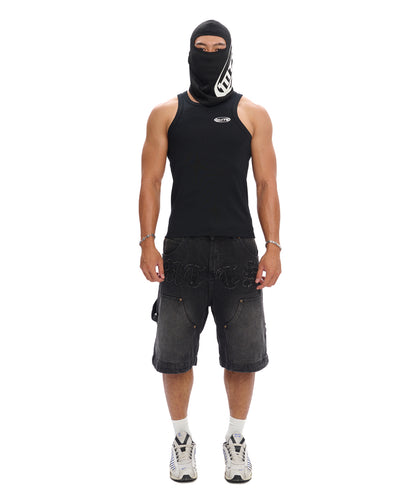 PATCH DENIM SHORT / BLACK