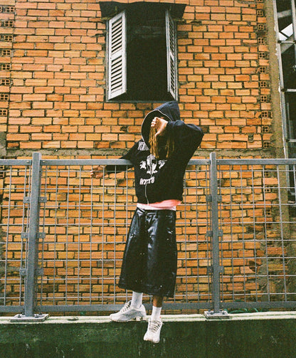 DK LEATHER BAGGY JORT / BLACK