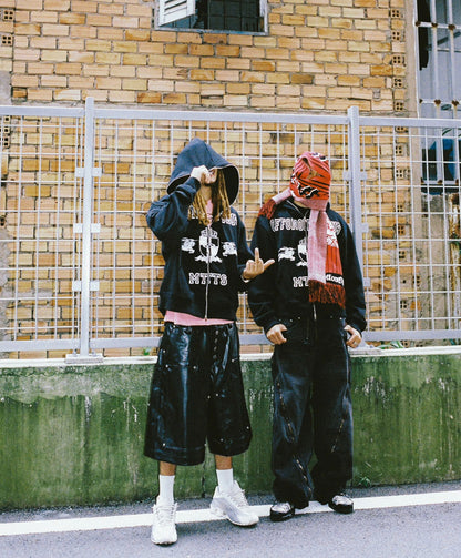 DK LEATHER BAGGY JORT / BLACK