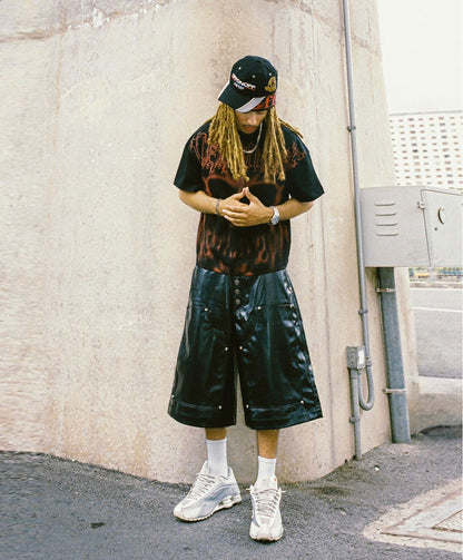 DK LEATHER BAGGY JORT / BLACK