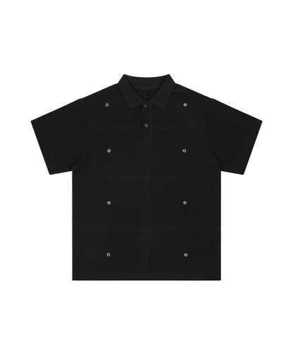 OFFONOFF EYELET POLO / BLACK