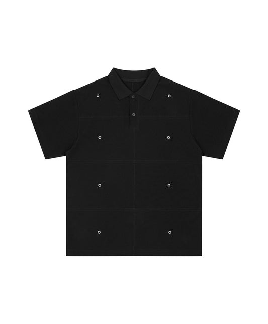 OFFONOFF EYELET POLO / BLACK