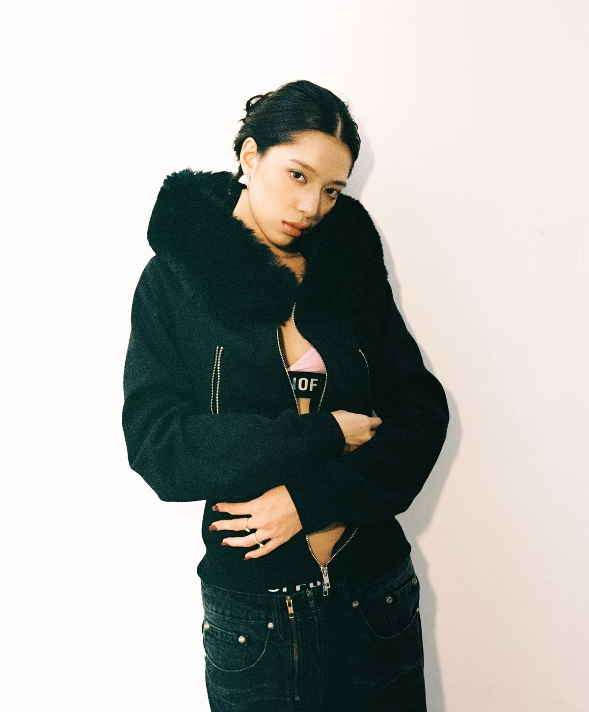 OFFONOFF WOMAN FUR ZIP HOODIE