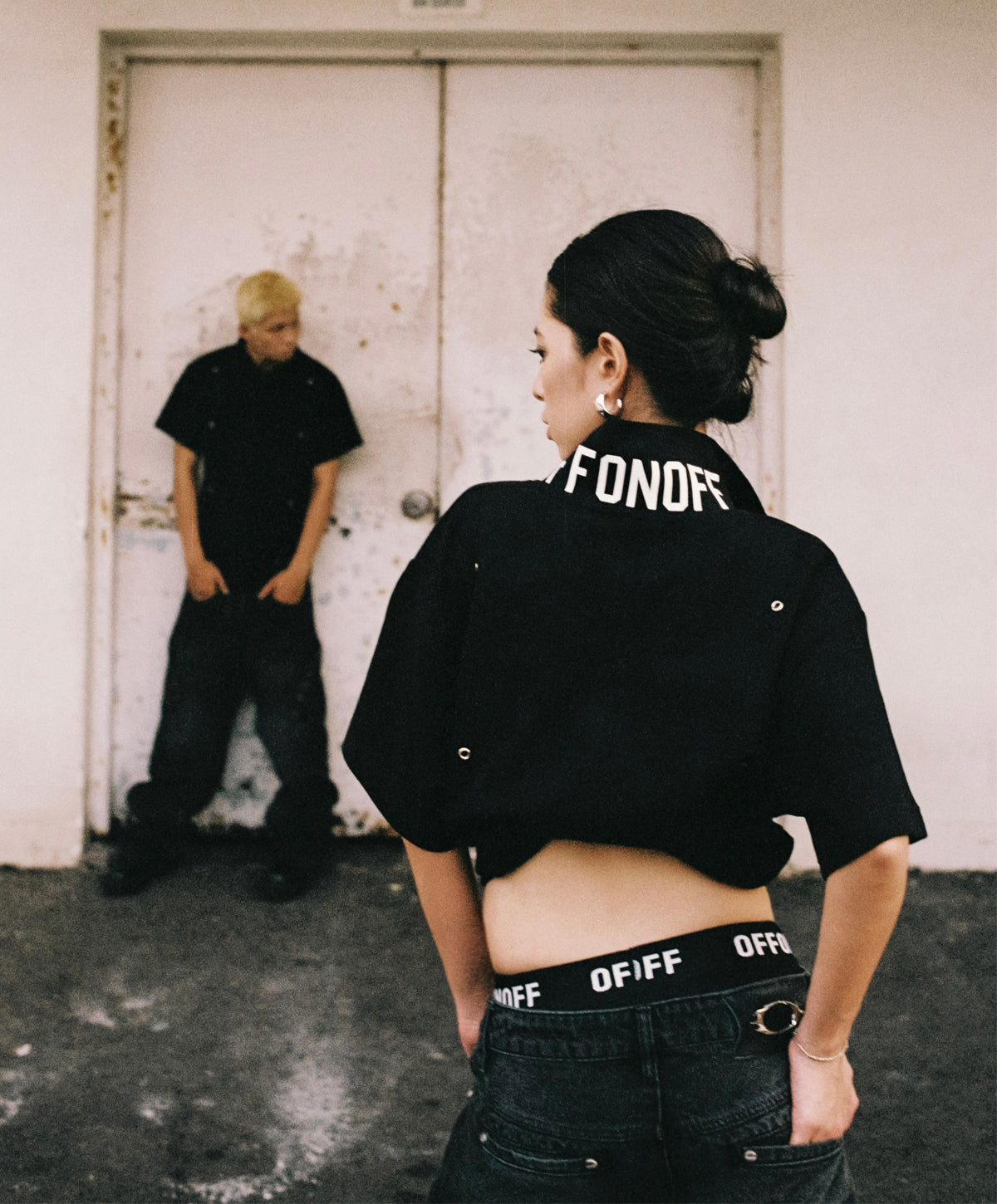 OFFONOFF EYELET POLO / BLACK
