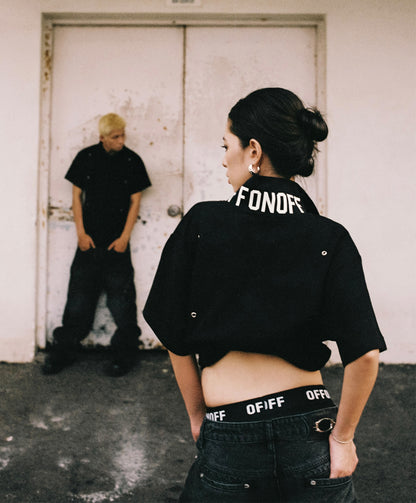 OFFONOFF EYELET POLO / BLACK