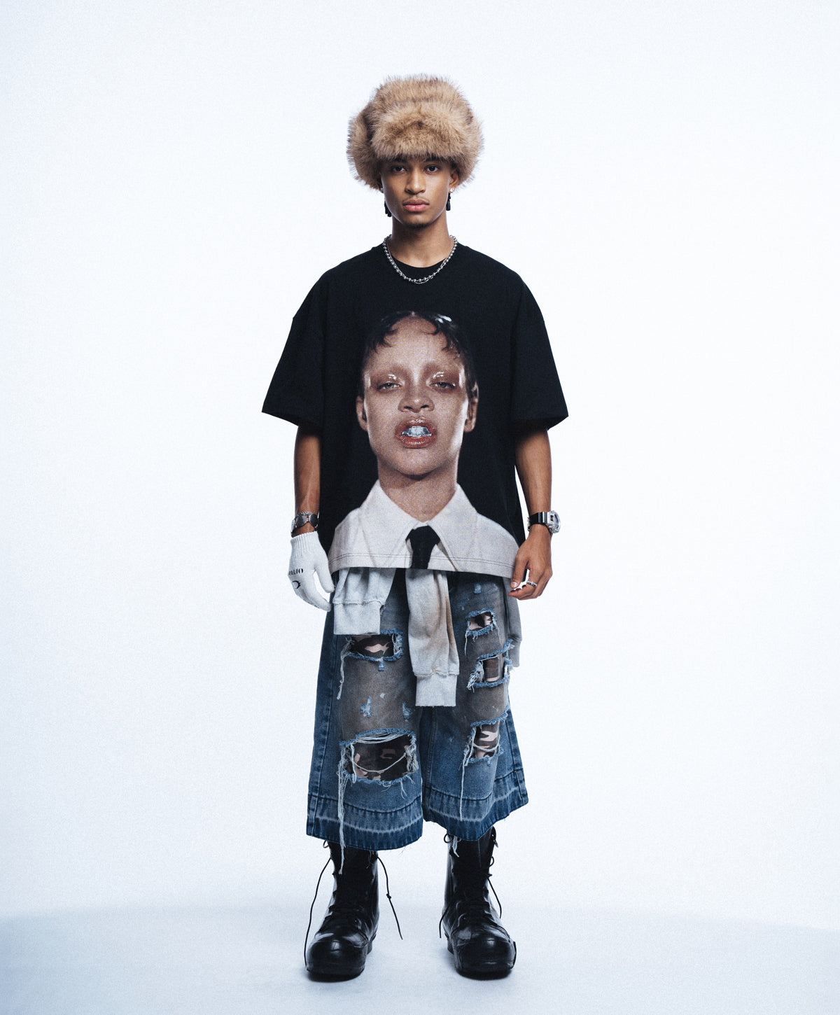 RP CAMO LAYER DENIM JORTS