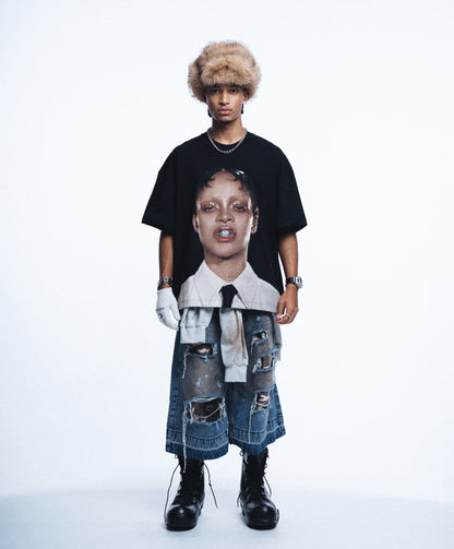 RP CAMO LAYER DENIM JORTS