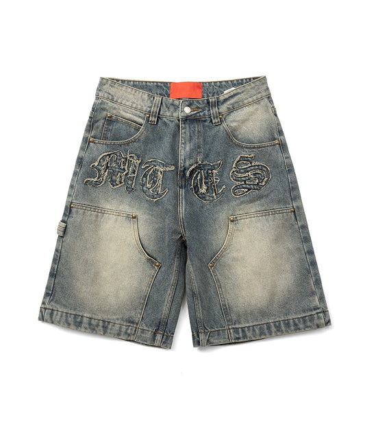 PATCH DENIM SHORT [ blue ]